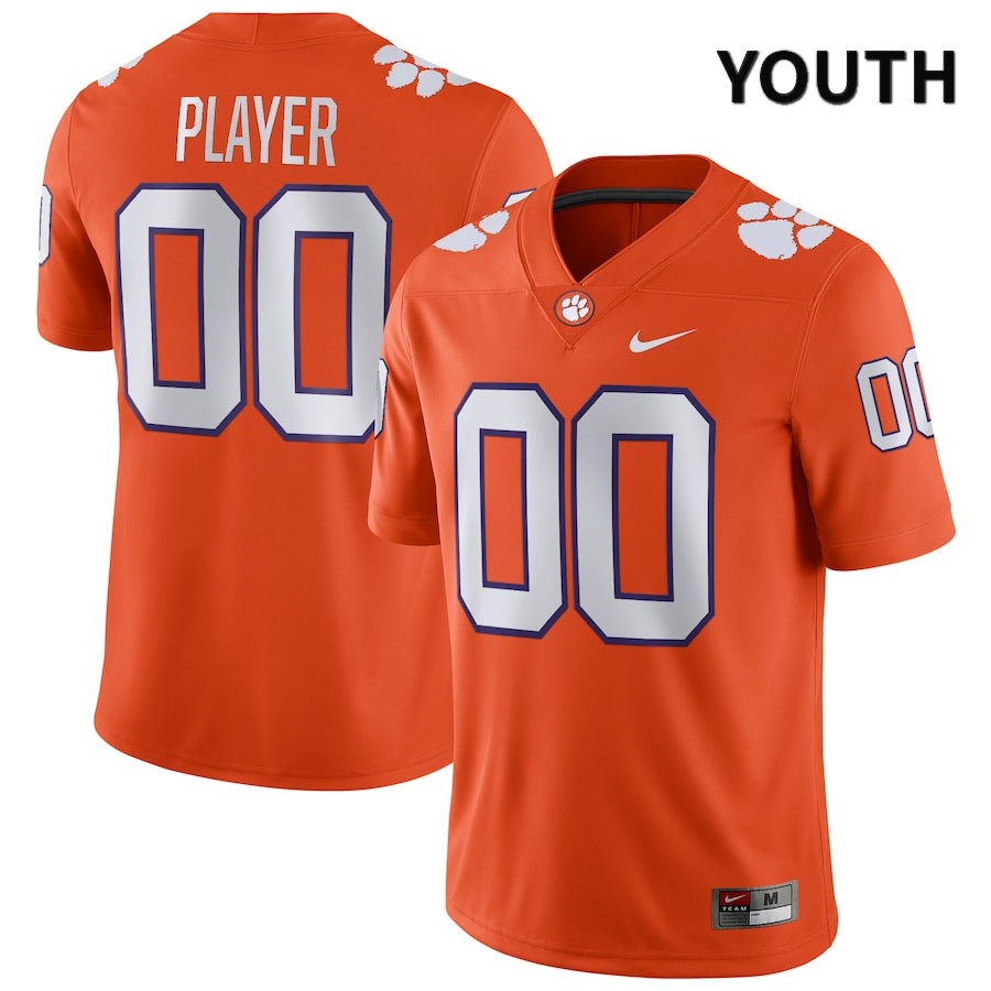 Youth Clemson Tigers Custom #00 College Orange NIL 2022 NCAA Authentic Jersey New Arrival BWX30N3A